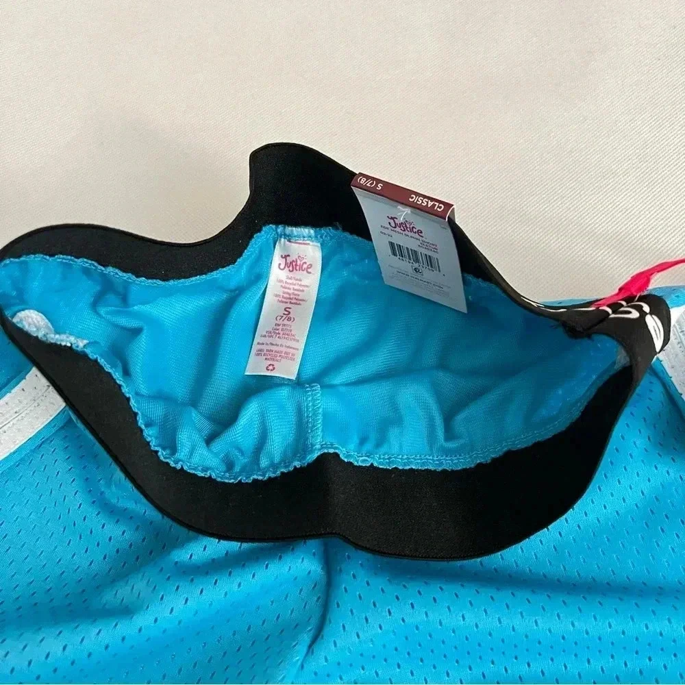 Justice Girls Core Solid Mesh Shorts Blue/Black Elastic Waist size Small (7/8)